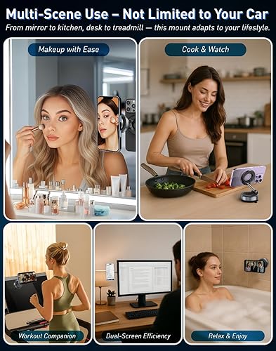 Miniatura 6 de Soporte de teléfono para tu coche  Soporte de teléfono ajustable de 360 para soporte de teléfono Magsafe con succión al vacío con gel lavable para