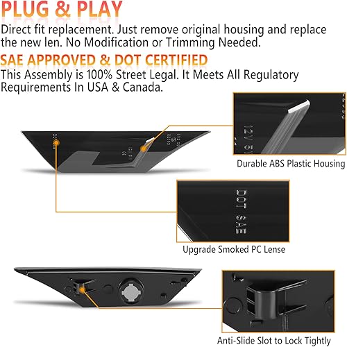 Miniatura 4 de Gempro Carcasa de repuesto de luces de marcador laterales para Honda Civic 2016-2021 Gen Civic Coupe Sedan Hatchback cubierta de lámparas de