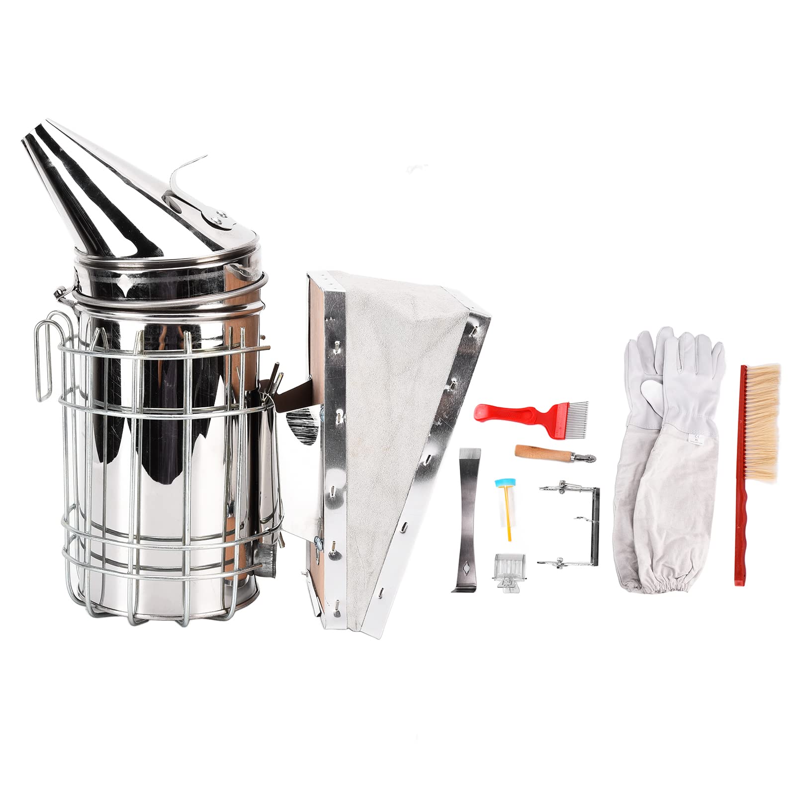 Kit di avvio per apicoltura Fumatore per alveare Raschietto per incorporamento di cavi Spazzola per api Fornisce strumenti per apicoltori