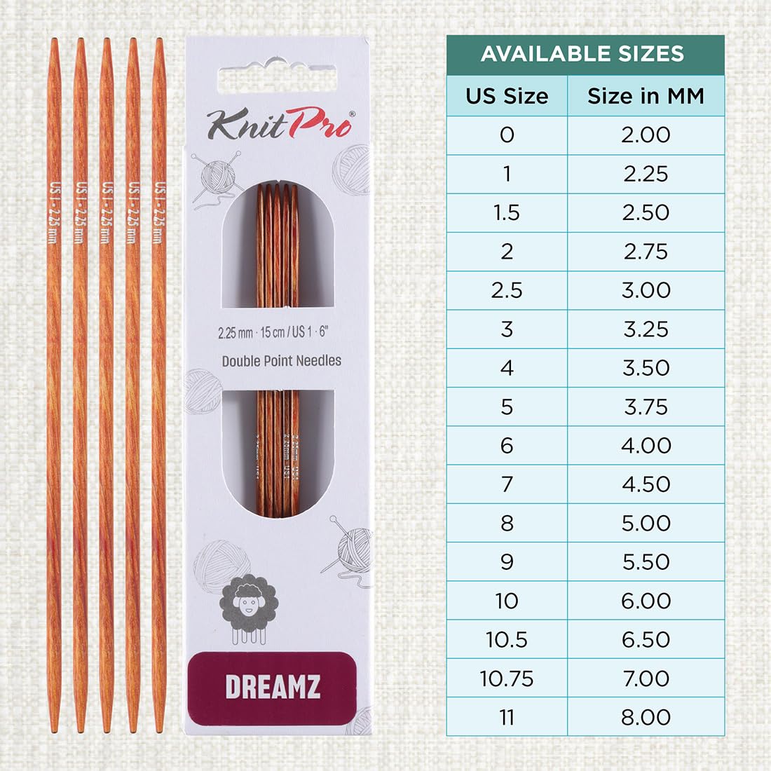 KnitPro Dreamz Double Pointed Needles 6" (15cm), Orange Lily, 2.25mm - Image 4