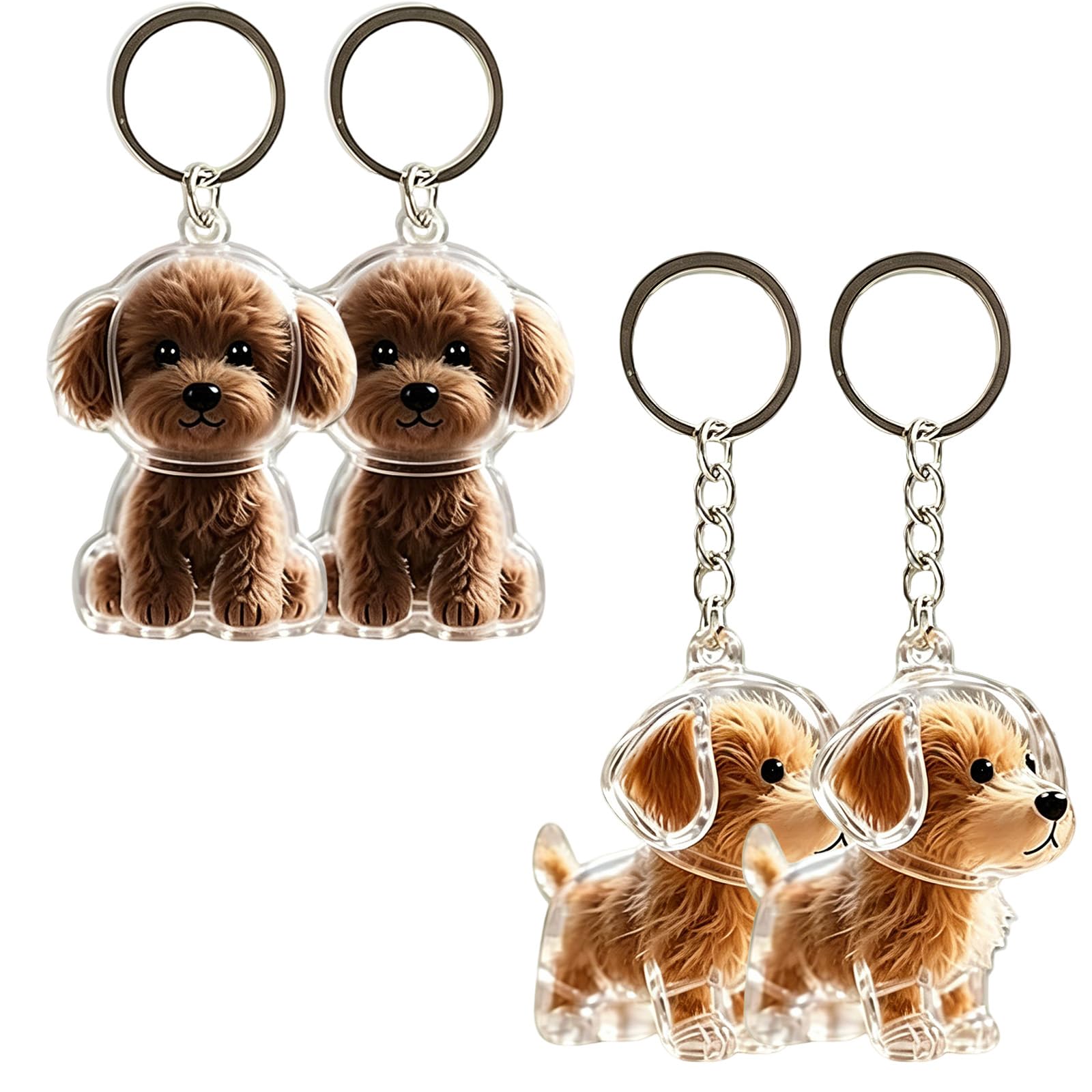 4 Pcs Dog Keychain Set,Golden Haired Teddy Collect Dog Fur Keychain Pendant,Commemorate Unique Keychain, Unique Gift for Pet Lovers and Friends-image-35