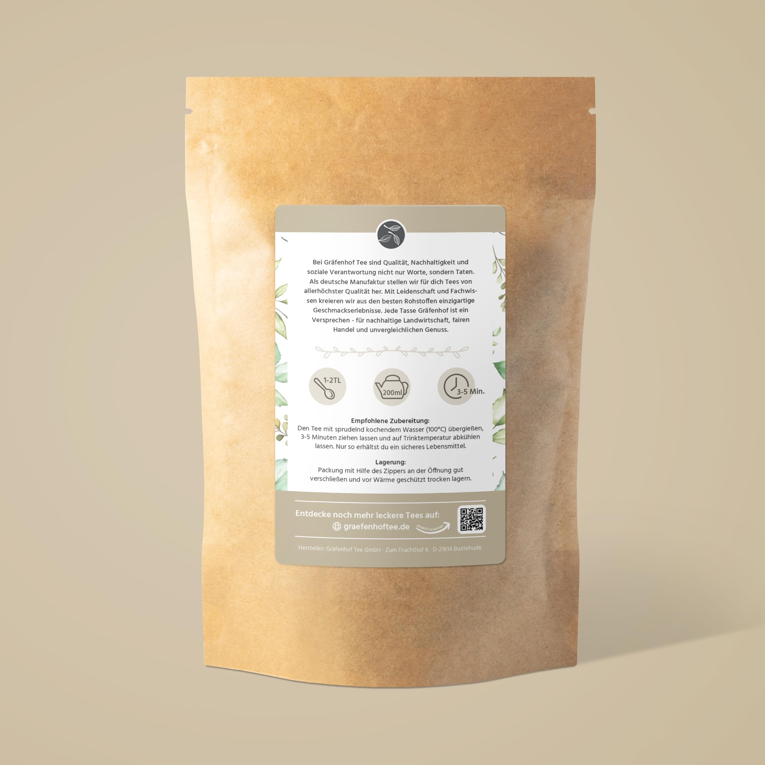 Gräfenhof Pfirsich Orange (entkoffeiniert) Schwarztee Bio, 300g (3x 100g) loser Tee mit Schwarzer Tee entkoffeiniert & natürliches Pfirsicharoma, entkoffeiniert, Premium Qualität, in DE abgefüllt