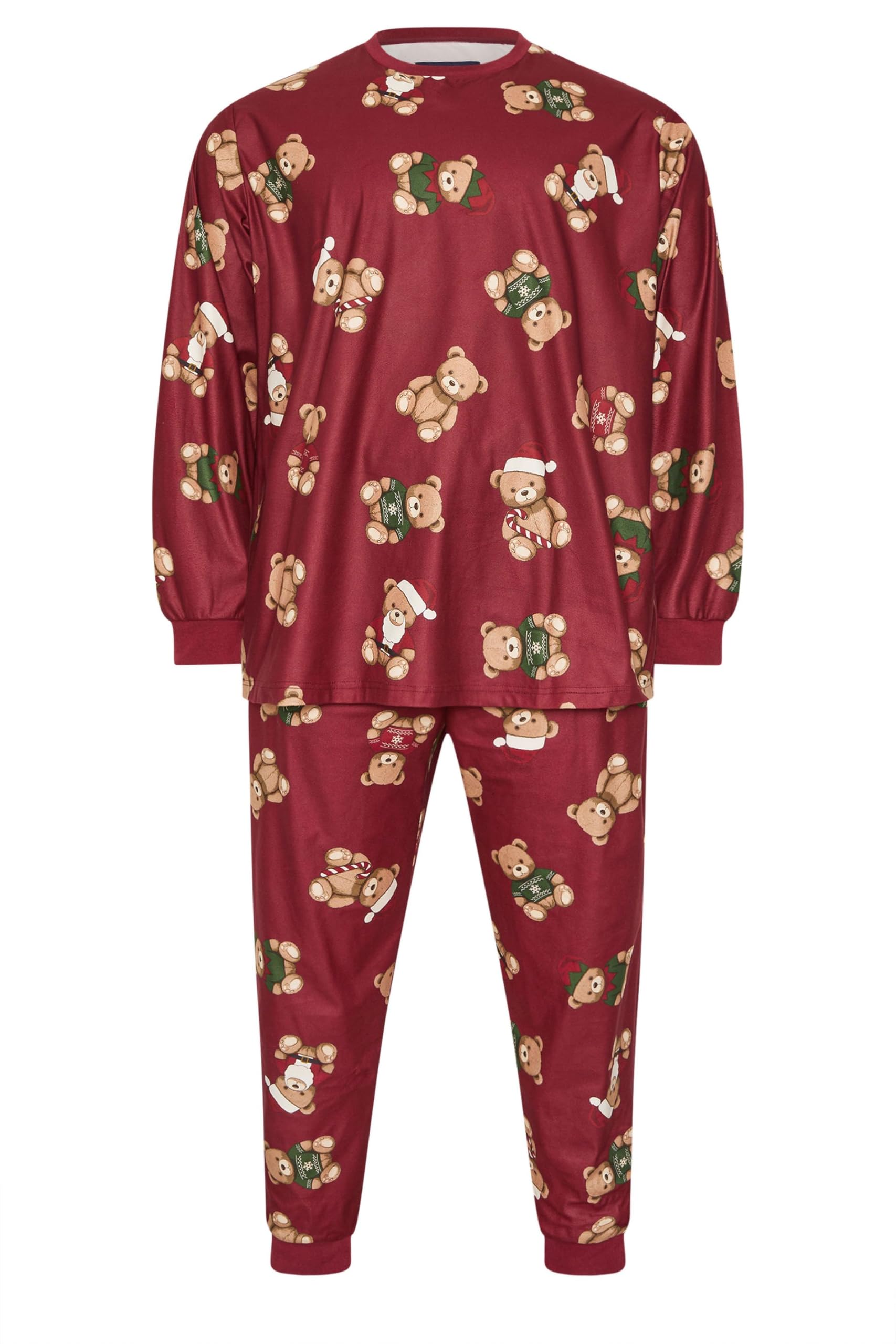 BadRhino Big & Tall Teddy Bear Pyjama Set - Men's - Plus Size Curve Red