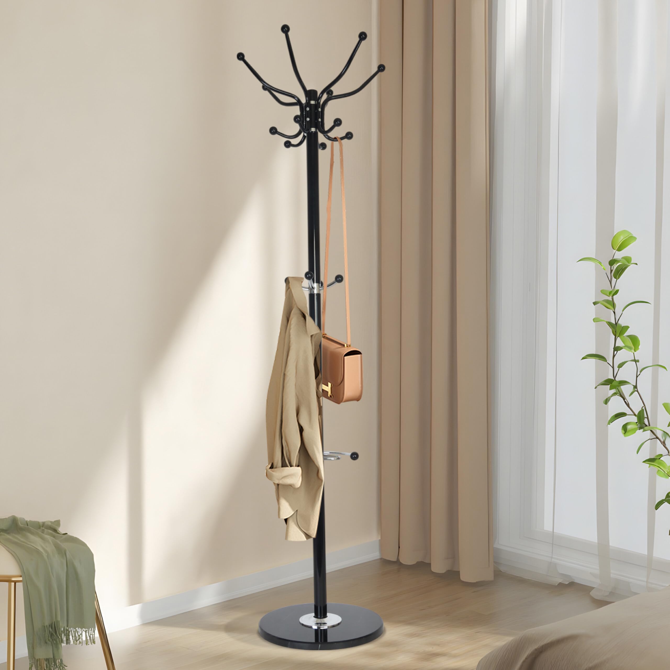 Relaxdays Attaccapanni con Portaombrelli, H x D: 176,5 x 36,5 cm, 16 Ganci Porta Abiti, Appendiabiti da Terra, V. Colori