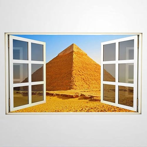 Adhesivo de pared con diseño de pirámide egipcia en 3D, vinilo de Egipto, Esfinge de Egipto, sala de juegos, oficina, decoración de marco abierto,