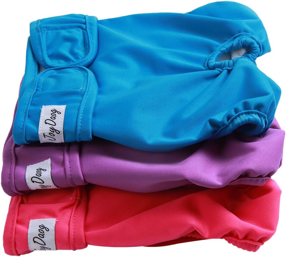JoyDaog Female Dog Nappies,(3Pack) Comfortable Durable,Premium Reusable Dog Diapers for Large