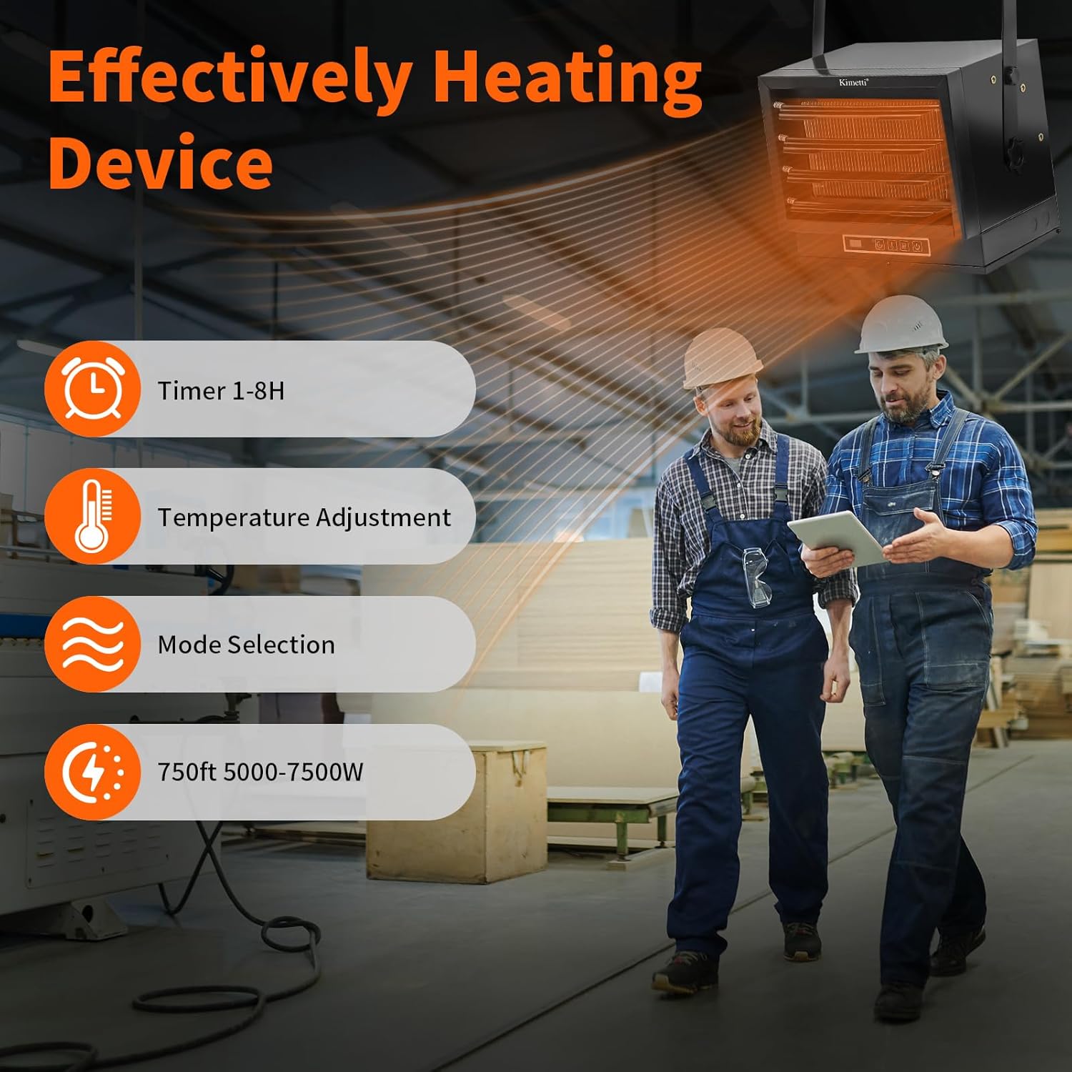 7500W Garage Heater Electric with 4 Louvers, Shop Heater with Thermostat, Overheat Protection, Timer, 750ft² Space Heater Ideal for Indoor/Outdoor Use, Applicable for Garage/Workshop/Basement