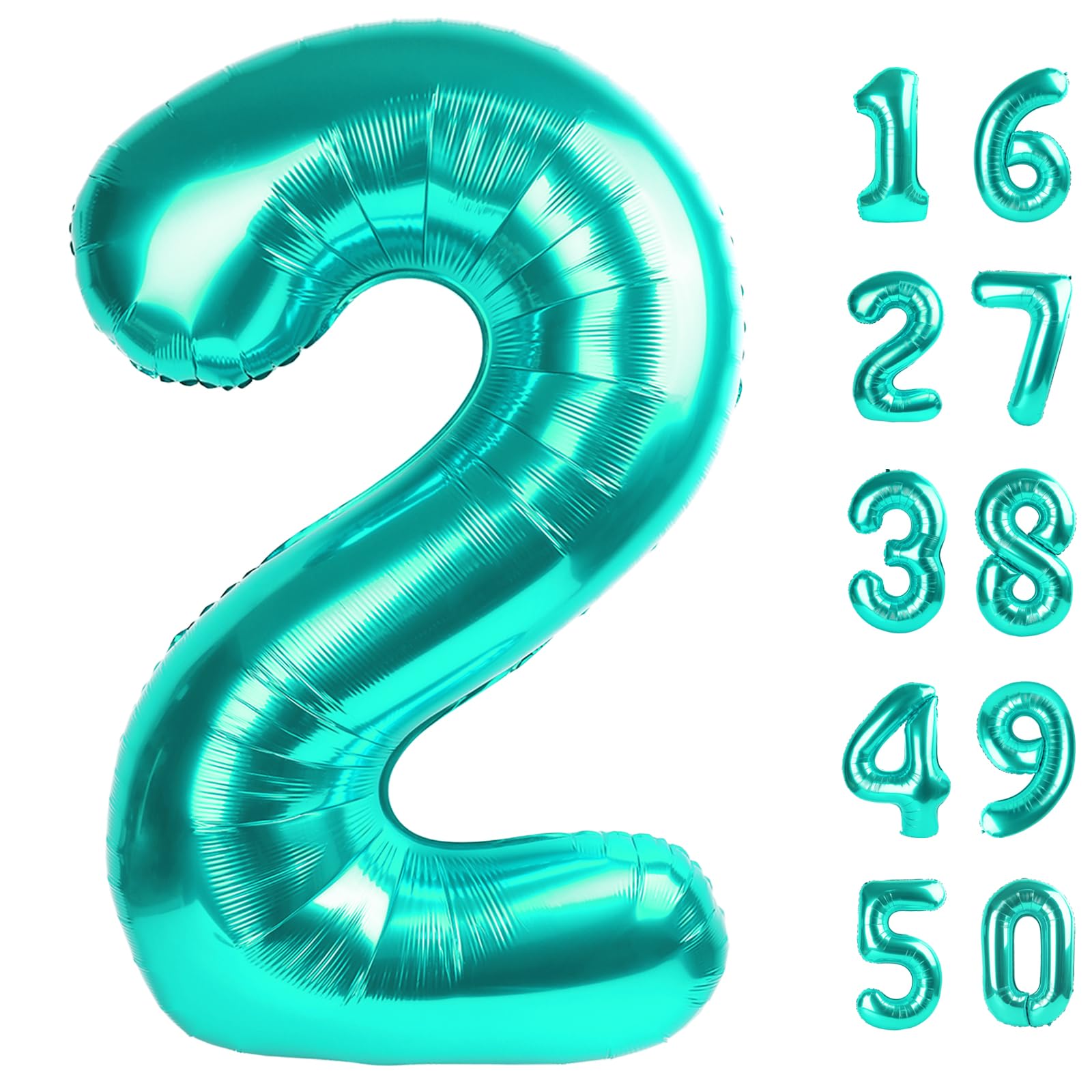 Kelfuoya Number 2 Balloon Giant Teal Blue 40 Inch | Birthday Party Decoration - main product image