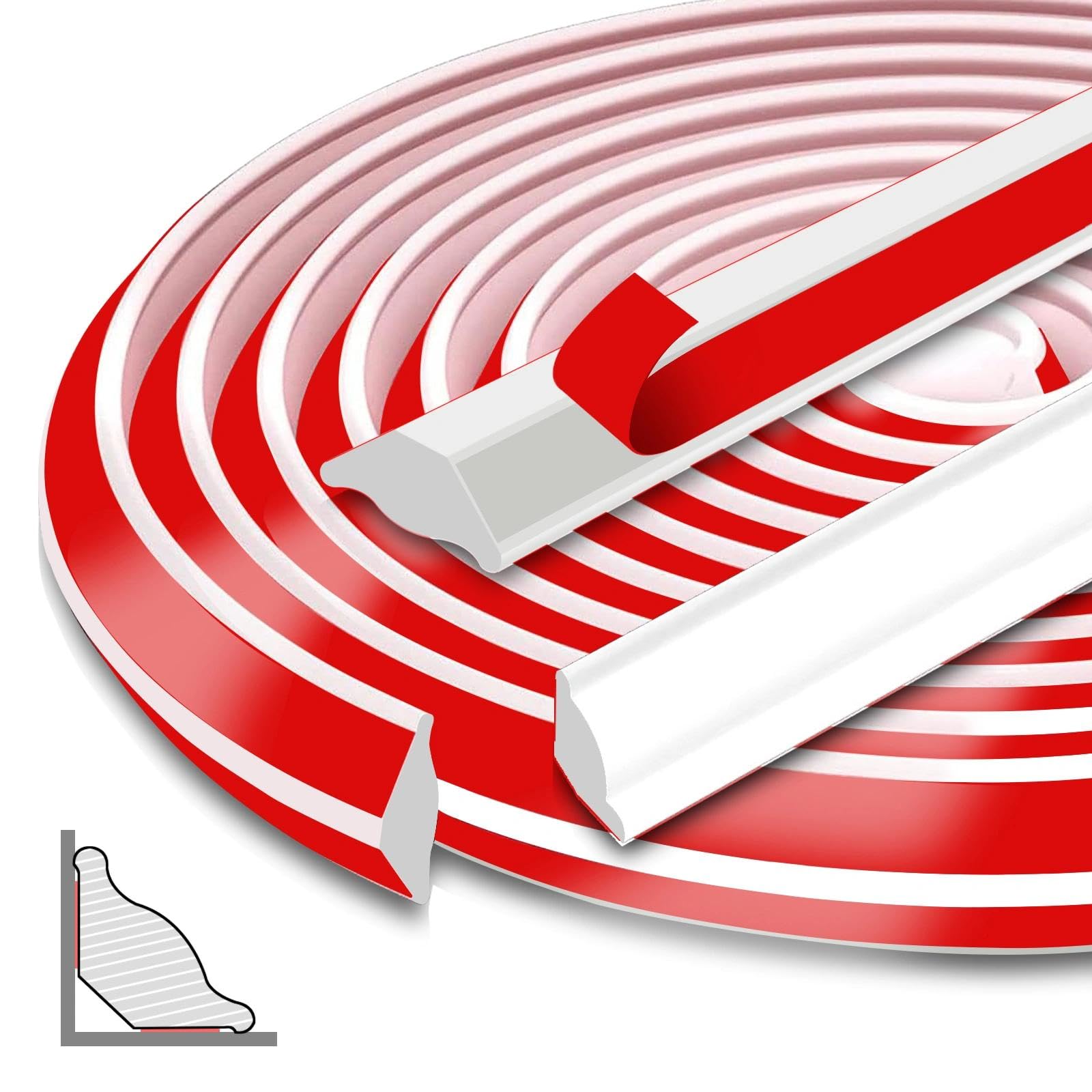 Ezitruz Skirting Board Caulk Strip 13x19mm Self-Adhesive Quadrant Trim 5.5M
