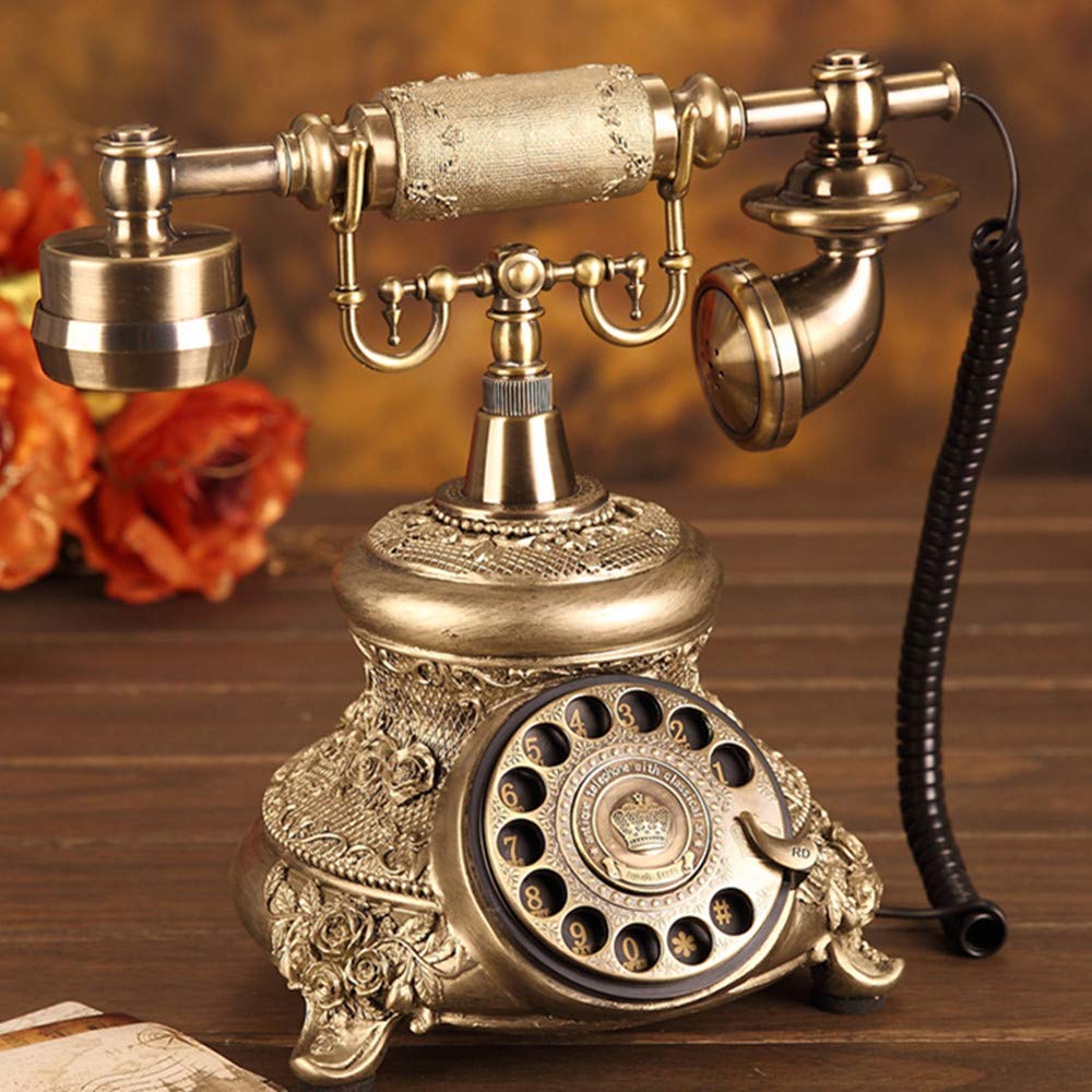 Telefon Festnetz, Nachahmung Messing, Vintage-Stil, Alten Stil Rotary Dial Telefon-Hotel/Mall/Schmuck Haus/Haus und Büro Harz Telefon, elegant und geschmackvoll 109