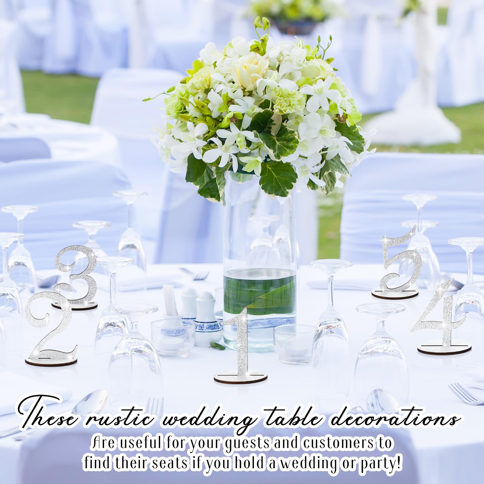 Números de mesa con purpurina del 1 al 25 números de mesa de boda, números de mesa de madera para recepción de boda, números de asiento de pie con base de soporte para bodas, fiestas, eventos,