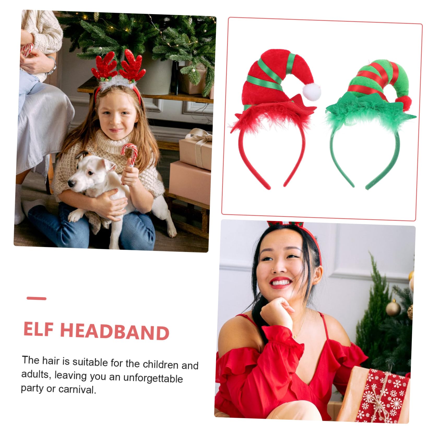 Cabilock 6 Piezas Diadema Navideña Diadema Muñeco Nieve Sombrero Duende Selecciones Muñecas Para Pasteles s Navideñas Tela Árbol Navidad Anillo Pelo
