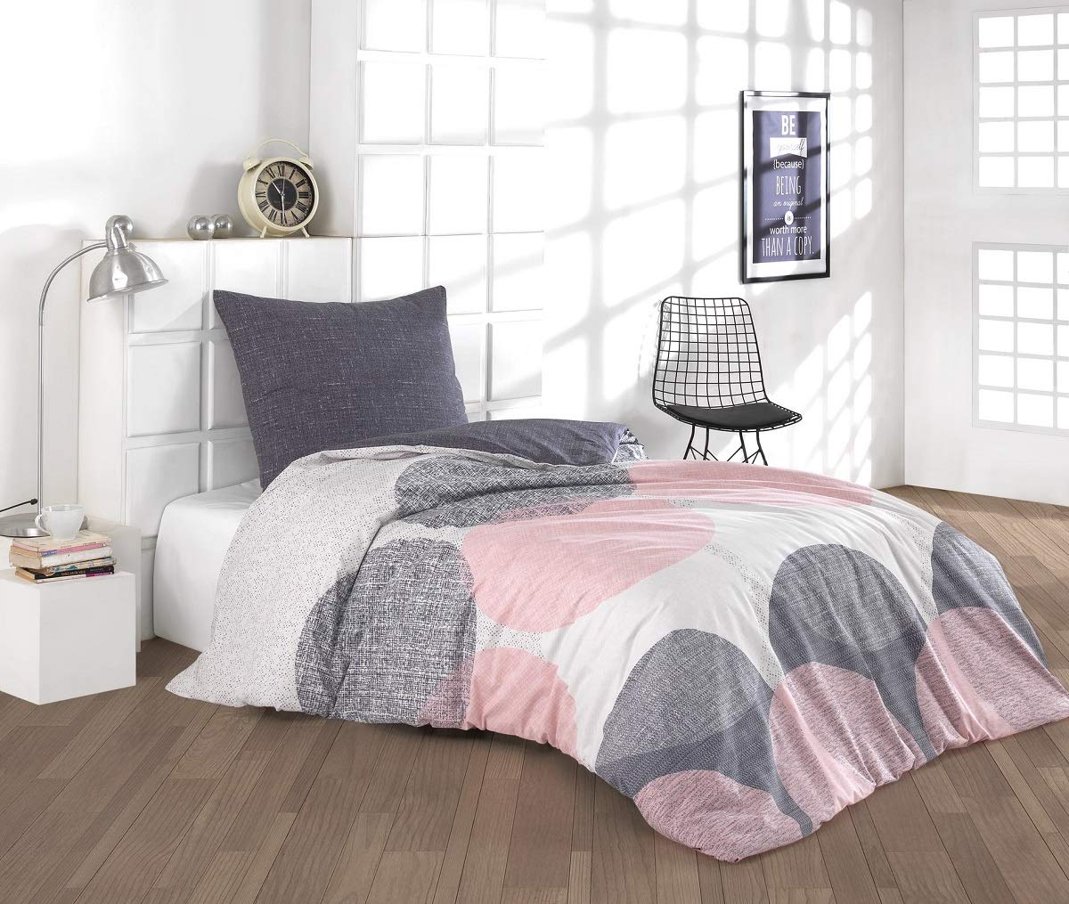 Buymax Bettwäsche Set aus 100% Baumwolle Renforcé, Streifen & Moderne Muster, mit Reißverschluss, Oeko-TEX Standard 100, Verschiedene Größen