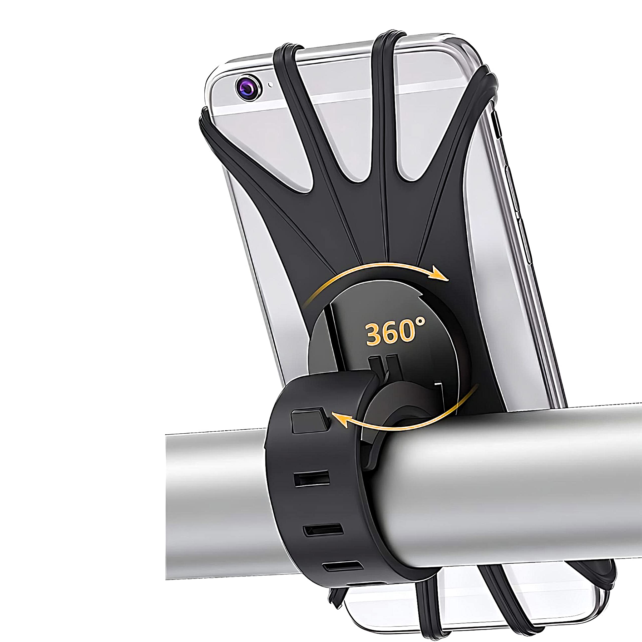 Motorcycle Holder Stand Bicycle Holder 360 Degree Rotating Bike Stroller Silicone Snap Easy Installation Holder (Black)-image-32