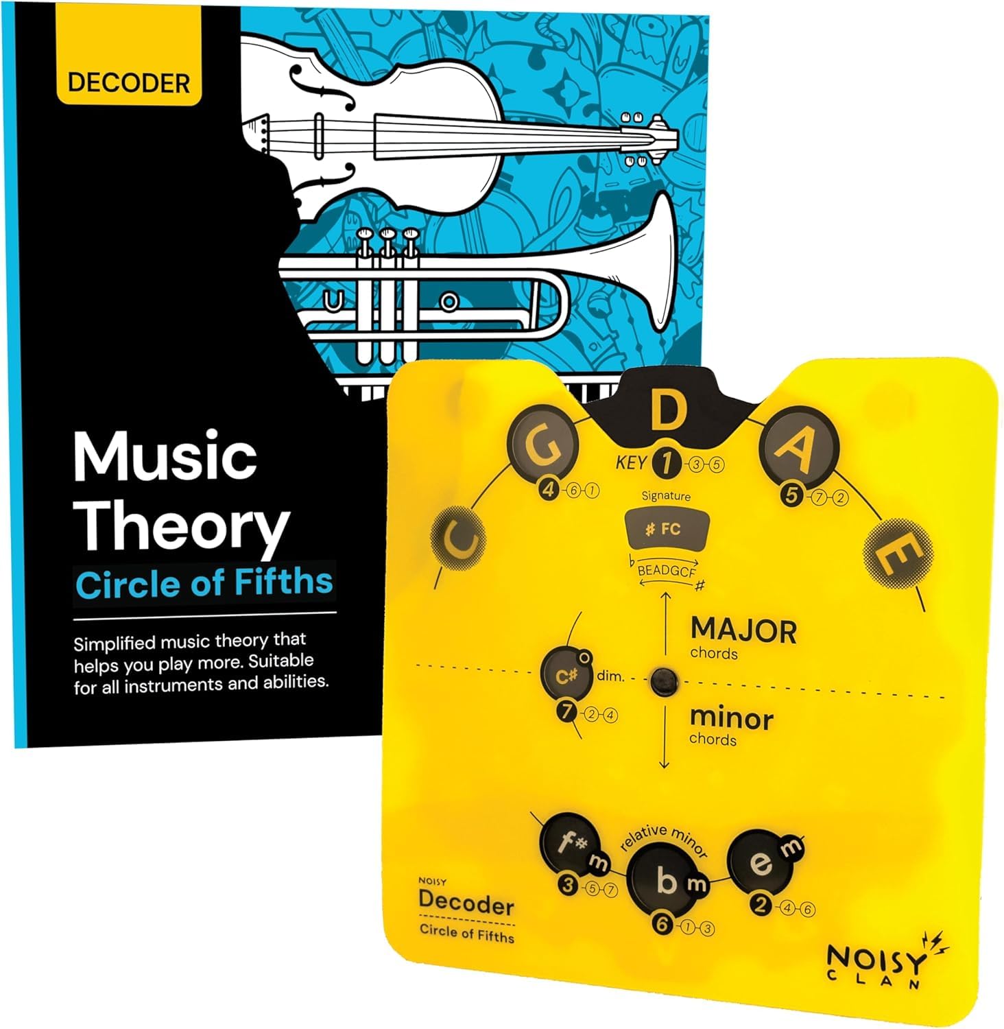Circle of Fifths Wheel & Music Theory Book – Back to School Music Learning Tool - For All Instruments & All Levels – Learn Chords, Keys & Progressions – Write More, Play More, Master Music