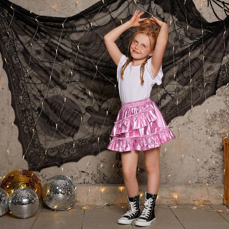 Mirawise Girls Metallic Sequin Skirt Sparkle Shiny Ruffle Asymmetrical Skirts Dance Outfit Party Elastic Waist Skorts 6-13Y - Image 5