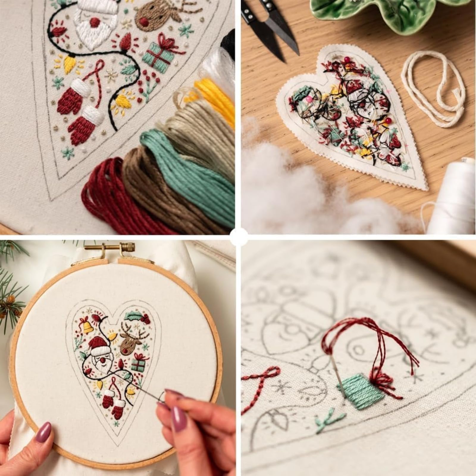 Amazon.com: DIY Heart Embroidery Christmas Decoration,Hand