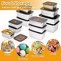 Vista 5 de 2 PCS Recipientes de Acero Inoxidable para Almacenamiento de Alimentos con Tapas (94oz+67oz), A Prueba de Fugas y Herméticos Recipientes de Acero