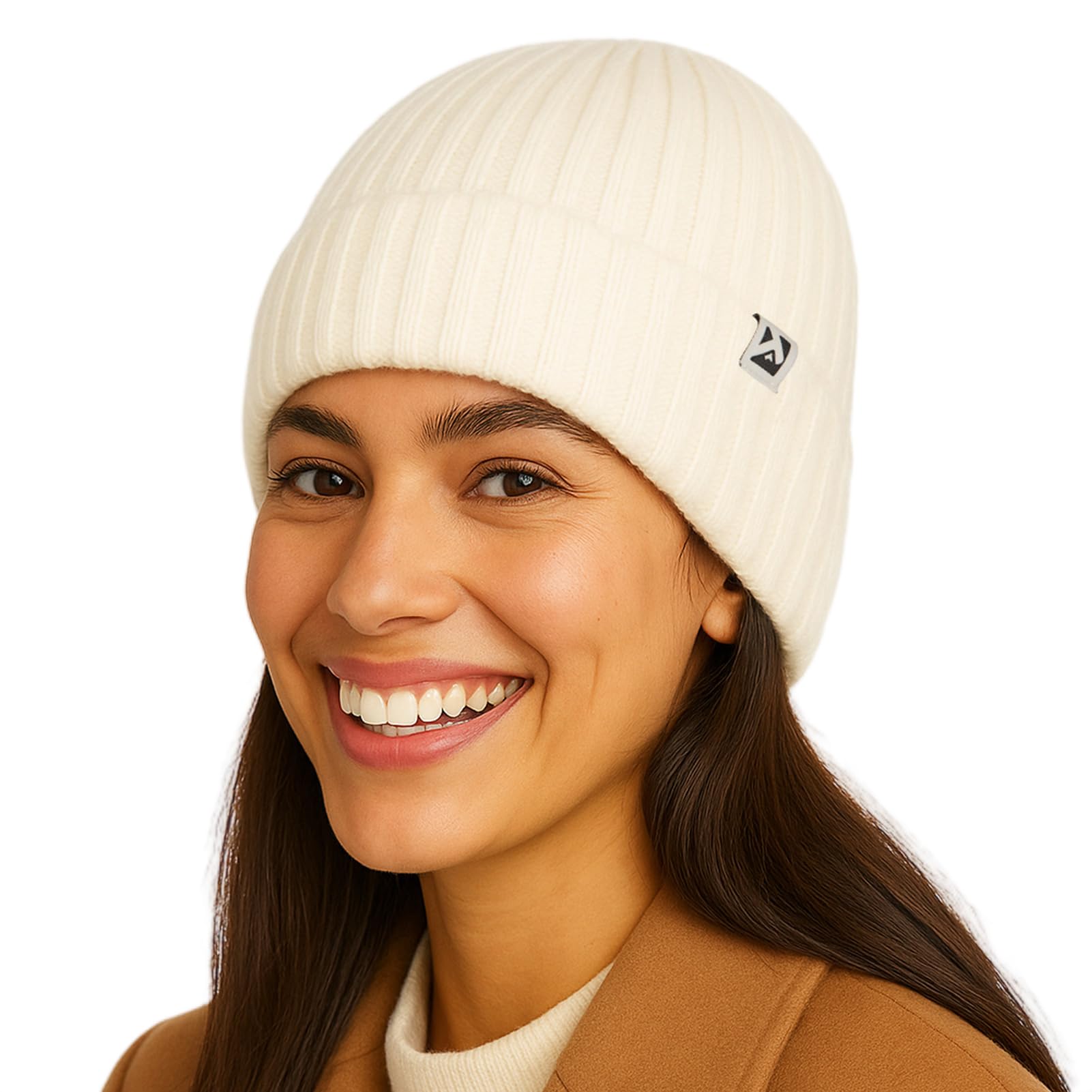 PolarWool™ 100% Merino Wool Polartec® Fleece Lined L/XL/XXL Unisex Warm Windproof Beanie Watch Cap Knit Winter Hat Outdoor