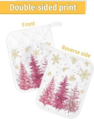 Miniatura 2 de Snowflake Tree 3Pcs Pot Holders for Kitchen,Non Slip & Heat Insulation Terry Cloth Potholder Set with Pocket,Thick Hot Pad Oven Mitts Trivet Coaster