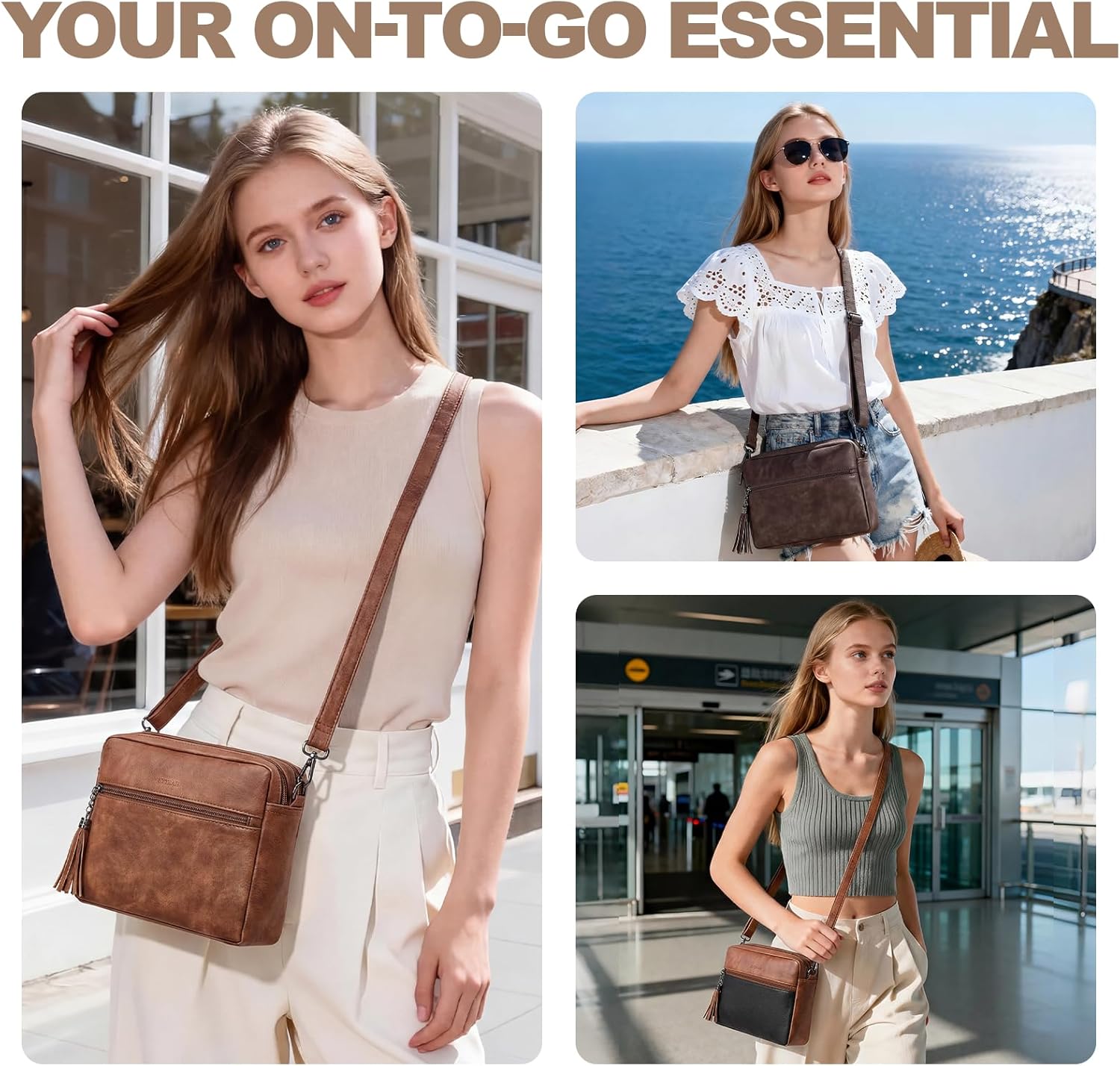 Crossbody Bags for Women, Lightweight Medium Crossbody Purse, Soft Leather Purses for Women Shoulder Handbags - Image 2