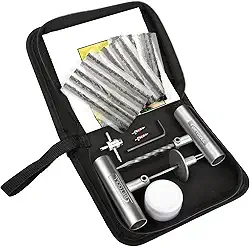 Kit de reparo de pneu, 24 peças de kit profissional de reparo de pneu plano universal de emergência para consertar furos, para carro, motocicleta, caminhão, carrinho de golfe, ATV, trator, ARB, RV