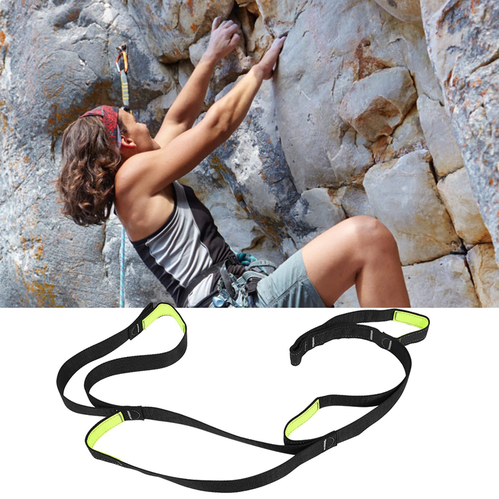 VGEBY Correa Ascendente para Escalada, Montañismo, Pedal para Escalada, Bucle para Pie, Elevador Elevador, Correa Plana Ajustable, Cuerda