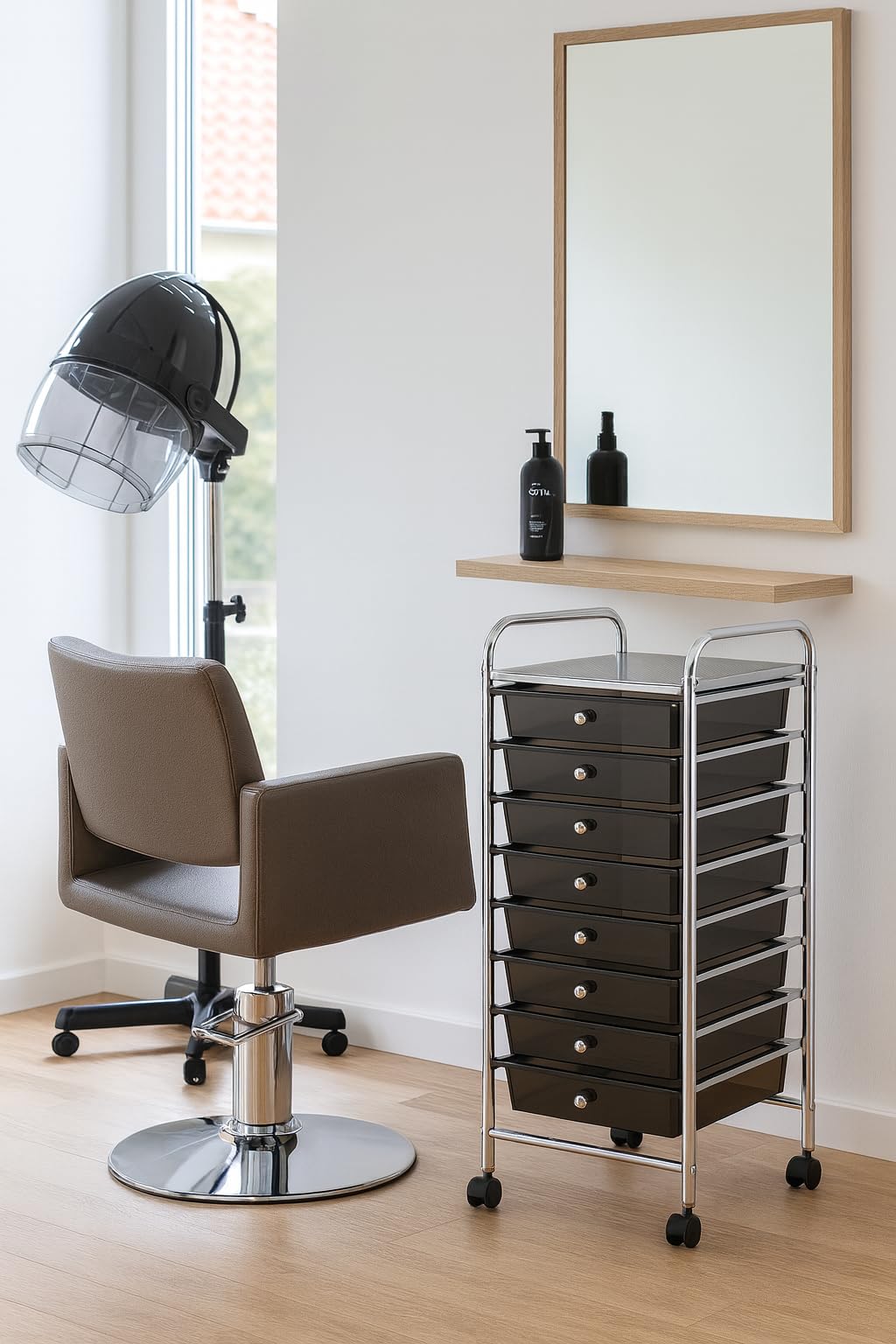 HERSIG - Mueble Cajonera Plastico y Metal | Cajonera con Ruedas 10 Alturas - Color Negro