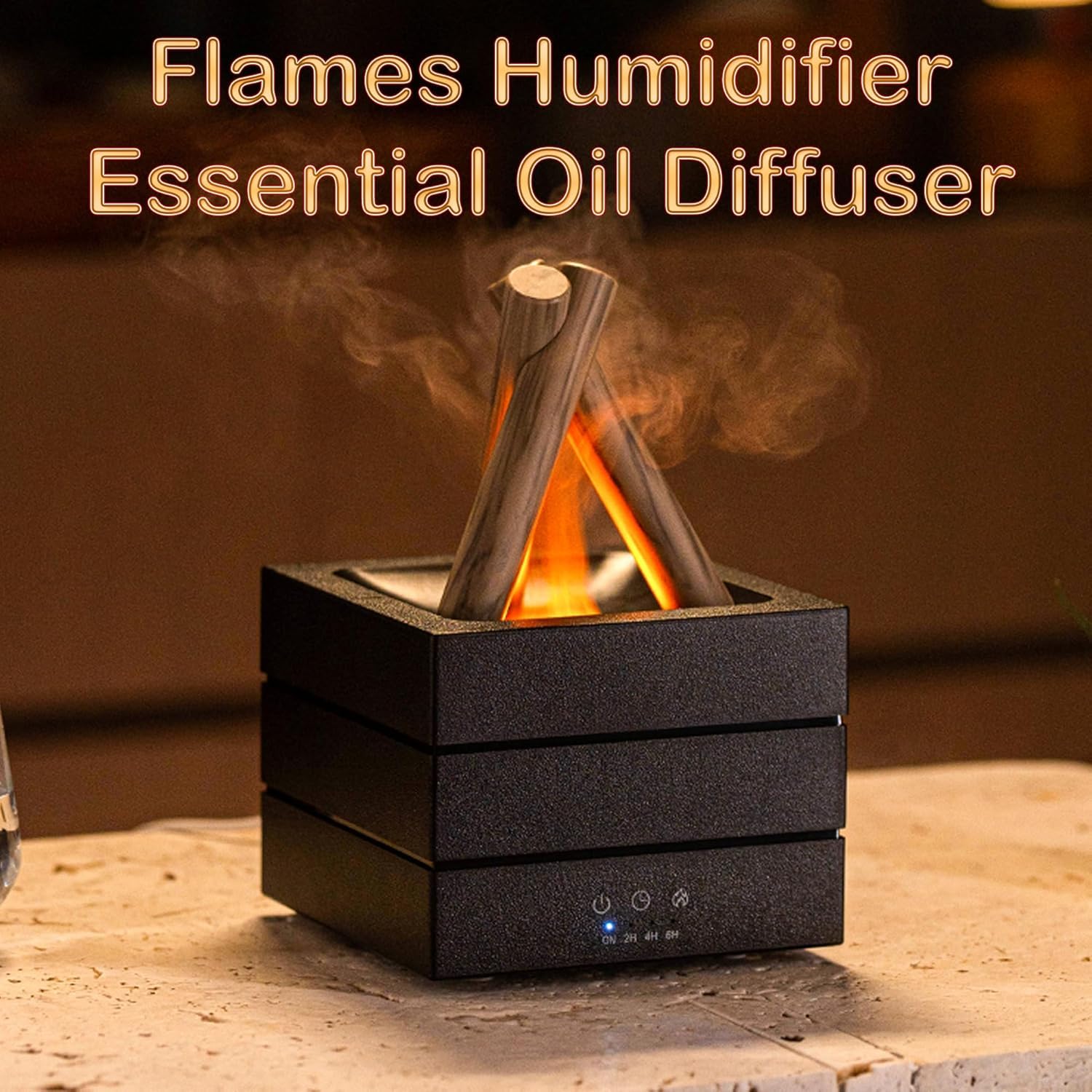 Flames dyfuzor olejków eterycznych, dyfuzor do aromaterapii, z 7 kolorami, lekki i zdalny, 280 ml, dyfuzor nawilżacza płomienia, do sypialni, biura, domu, automatyczne wyłączanie, lampka nocna
