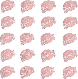 20pcs Happy Birthday Cake Topper Decoration, Personalised Birthday Cake Toppers, Round Cupcake Dessert Accessories, Acrylic Birthday Party Supplies Decorations for Halloween Christmas Event(Rose Gold)