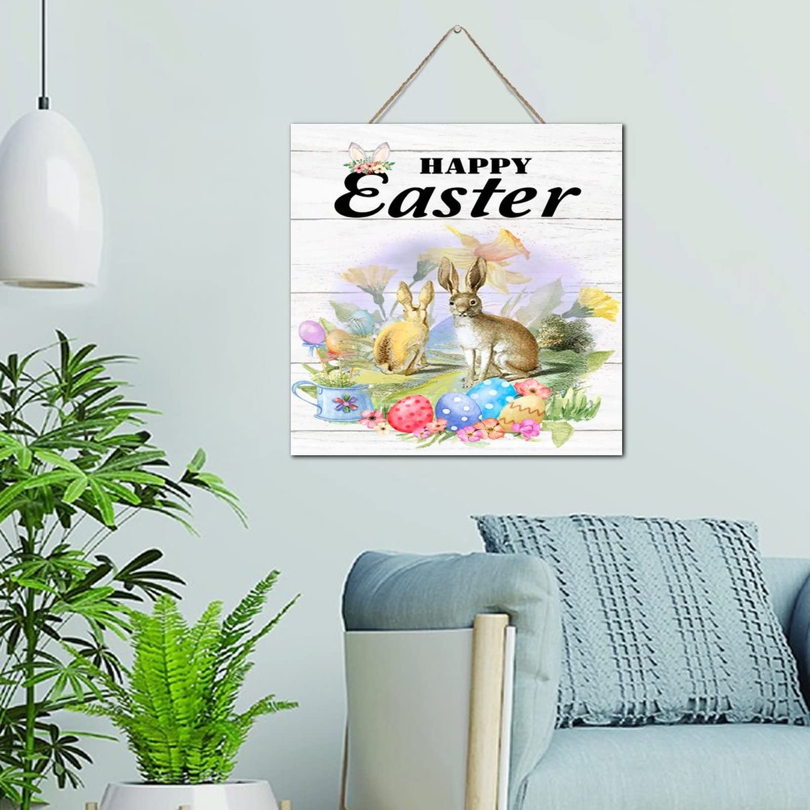 Panneau de Pâques en bois avec tulipes, idée cadeau originale de décoration intérieure
