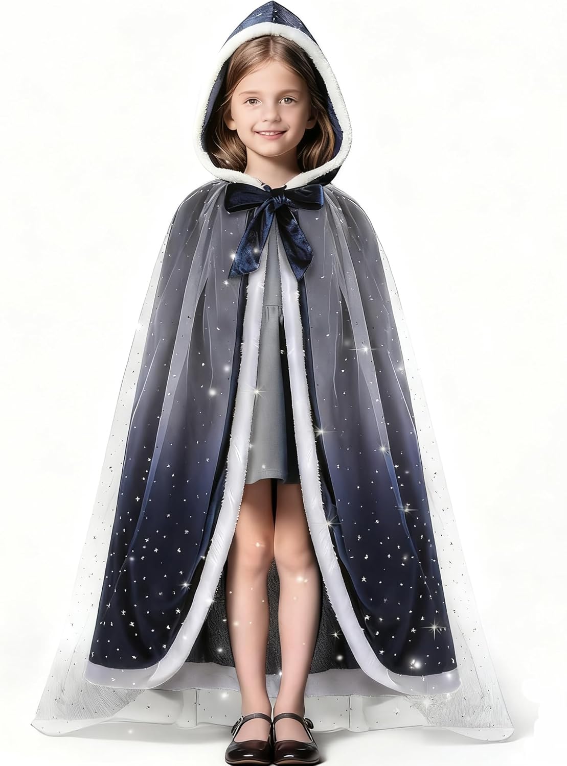 Princess Dress up for Girls Blue Costume for Kids Deluxe Fancy Dresses Halloween Birthday Party Carnival Outfit