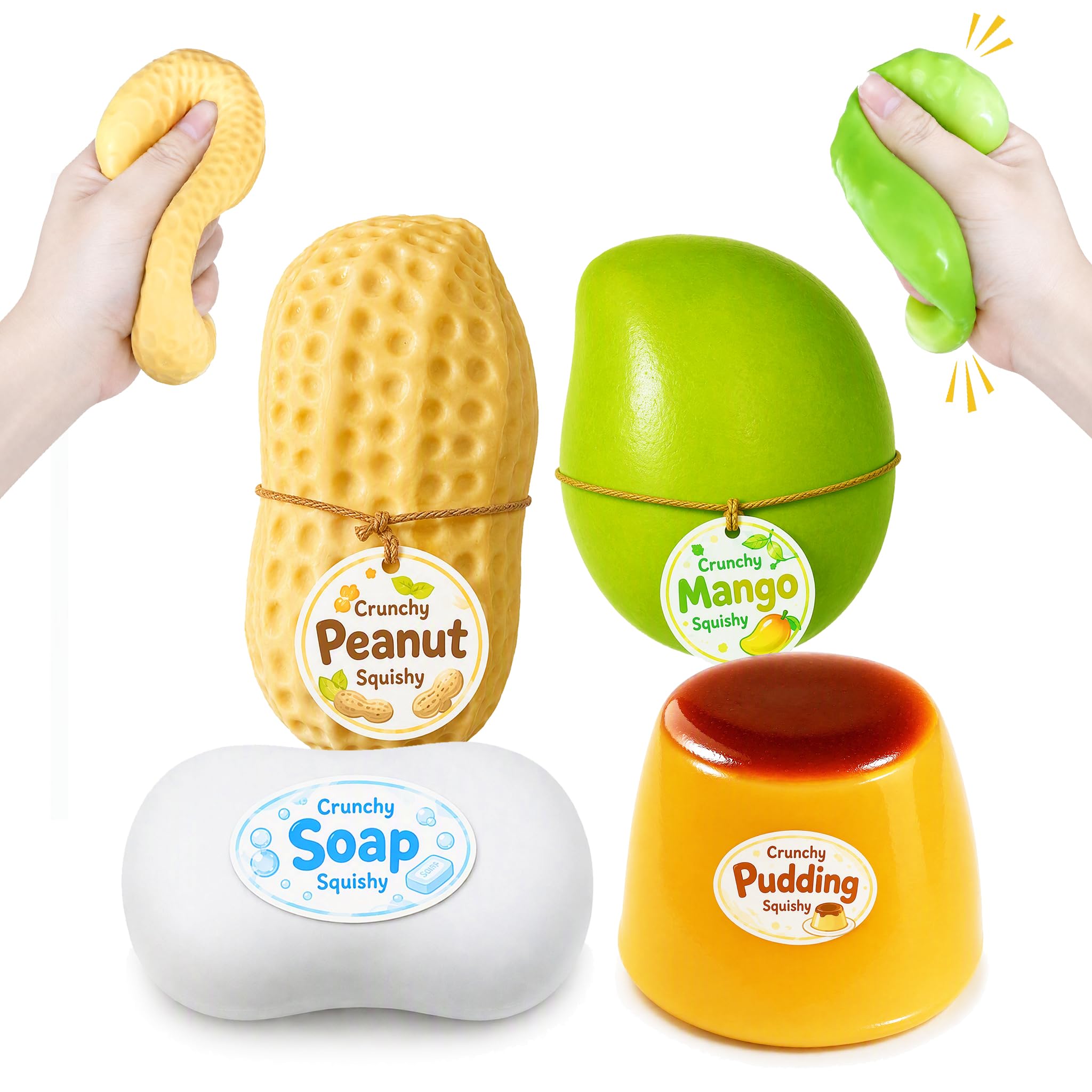 4Pcs Crunchy Squishy Set Asmr,Slow Rising Squishy Fidget Toys (Box)