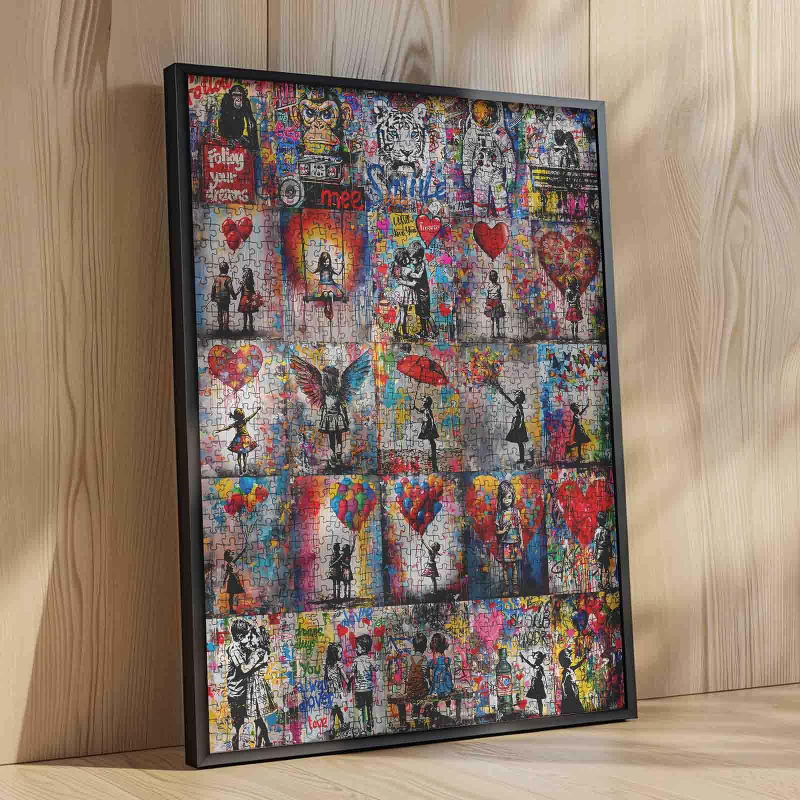 Tucocoo Graffiti Street Art Puzzle, 1000 Pieces, Impossible Puzzles for Adults Colorful Banksy Girl Collage - Image 4