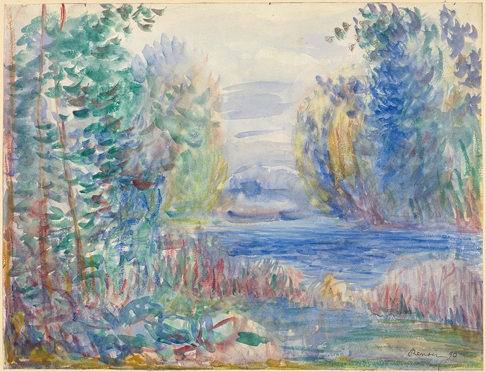 Lámina mate de Renoir River Landscape 1890 en tamaño mediano para renovar paredes vacías