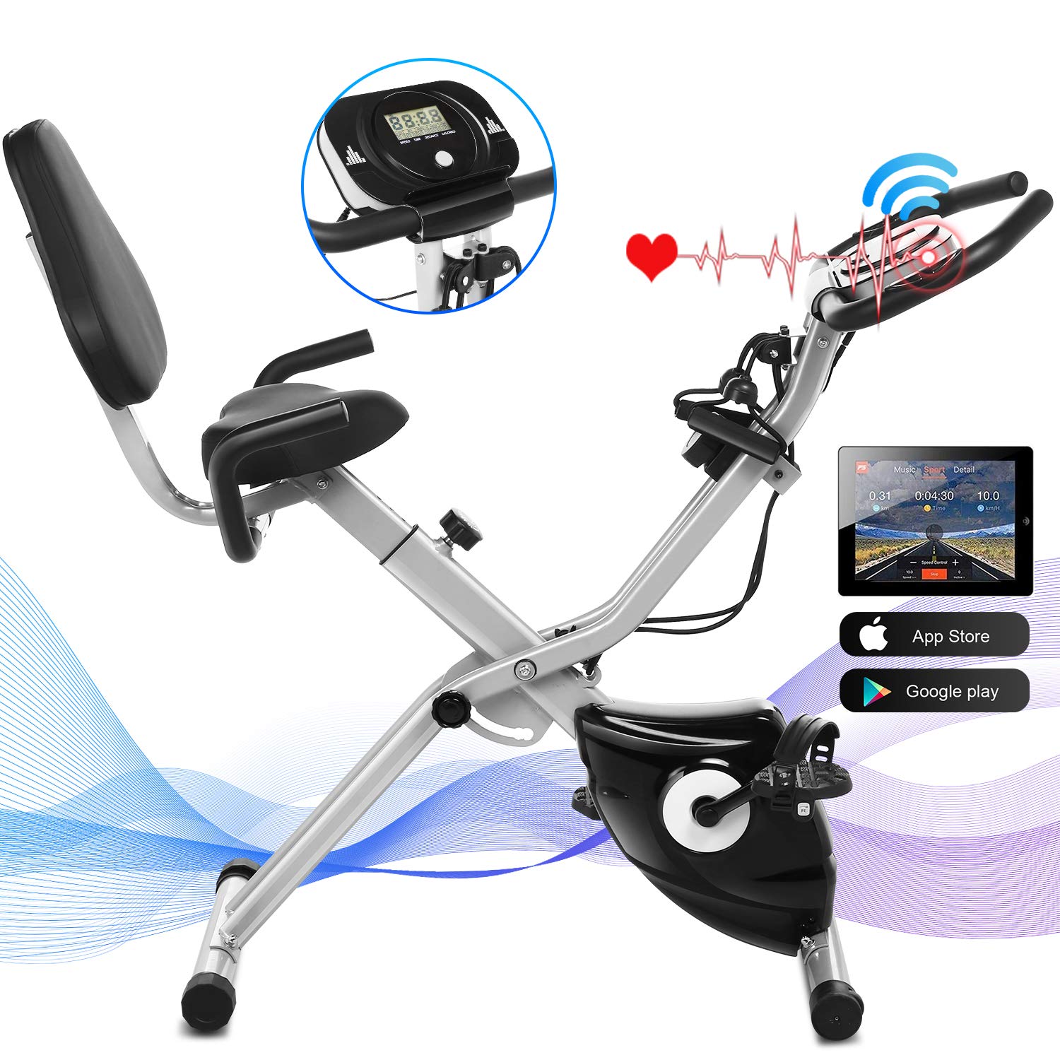 ancheer folding exercise bike > OFF74
