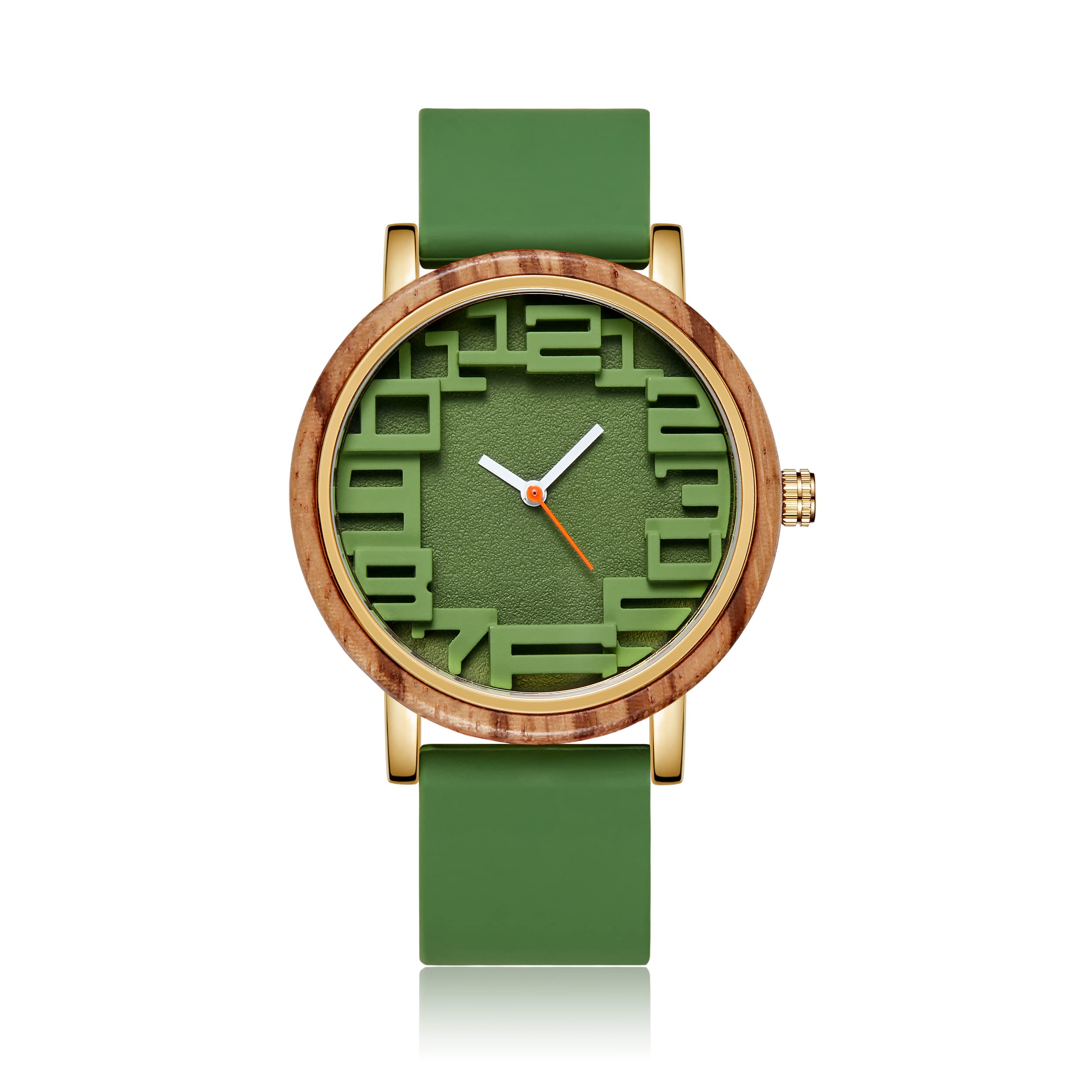 Men Wooden Watches Analog Quartz Wrist Wood Watches Silicone Strap Sports Casual Watches Bamboo Natural Personalized Minimalist Watch for Birthday Graduated Gift, Green+Green (B0B6Q82BPW) Amazon Price History, Amazon Price Tracker