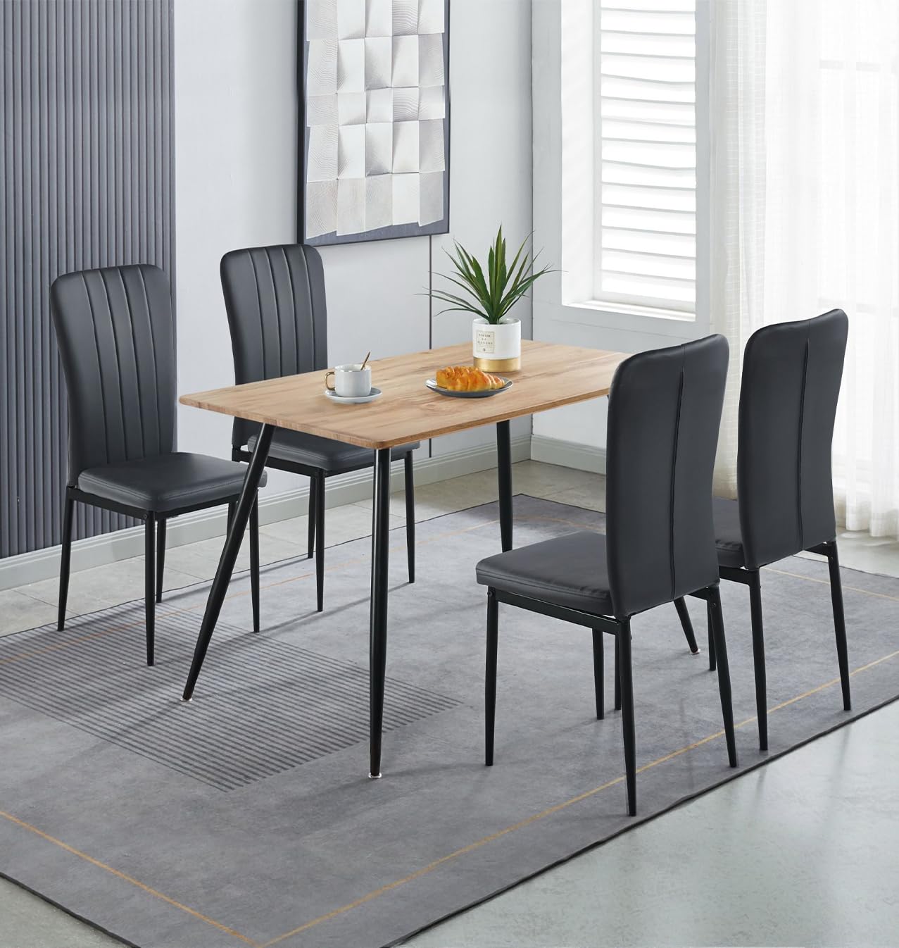 Hallowood Furniture Cullompton Small Dining Table and Chairs Set 4 120x70cm