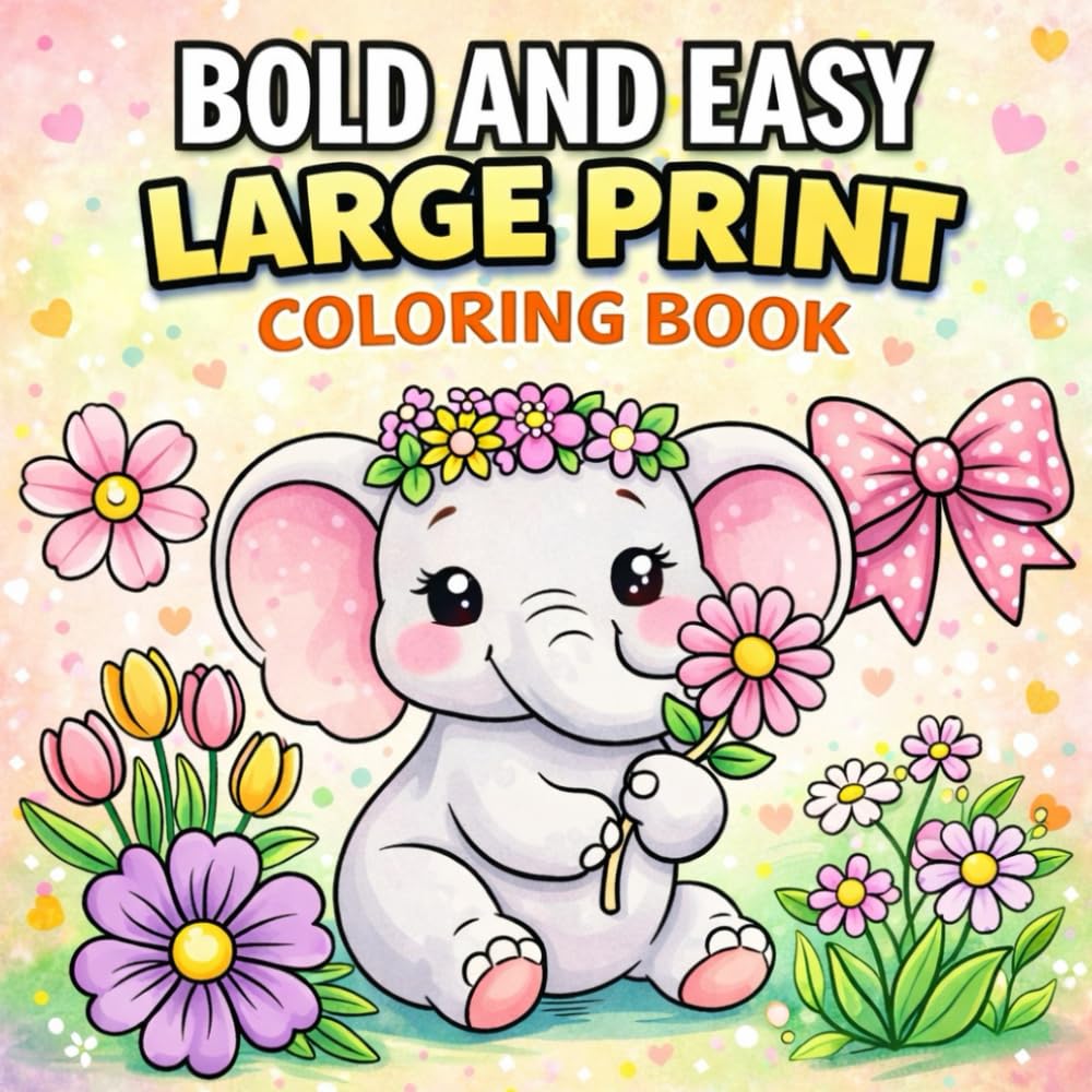 Bold and Easy Large Print Coloring Book: Simple and Relaxing Designs for Adults, Seniors, and Beginners – Fun Illustrations Optimized for Alcohol Markers