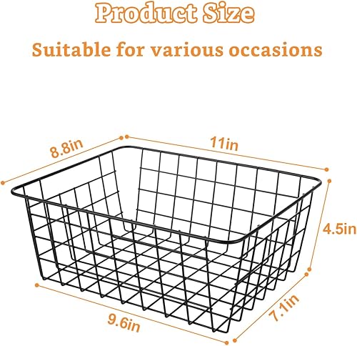 Miniatura 9 de Paquete de 4 cubos organizadores de congelador profundo, canastas apilables de alambre para organizar cestas de almacenamiento de alambre de metal