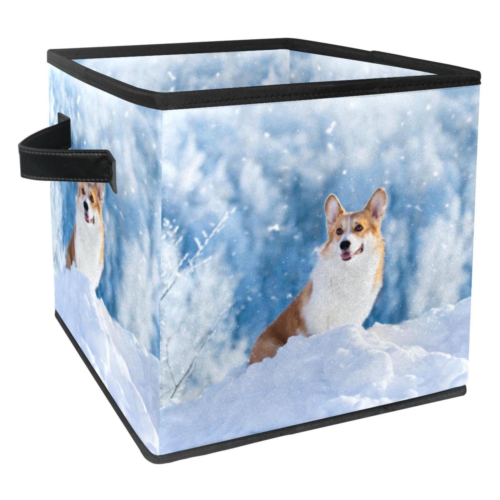 Cube de rangement en tissu pour livre et placard de maison, motif forêt d'hiver
