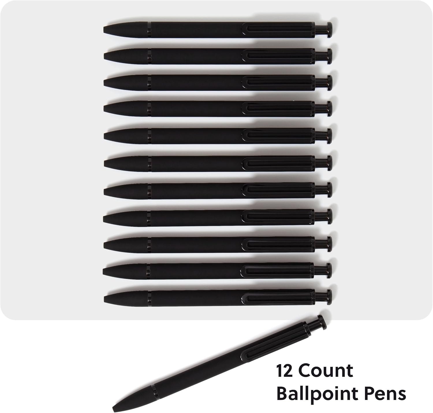 U Brands Monterey Ballpoint Pens, Set of 12, Bold (1.0 mm) Point, Black Ink, Soft Touch, Midnight Black