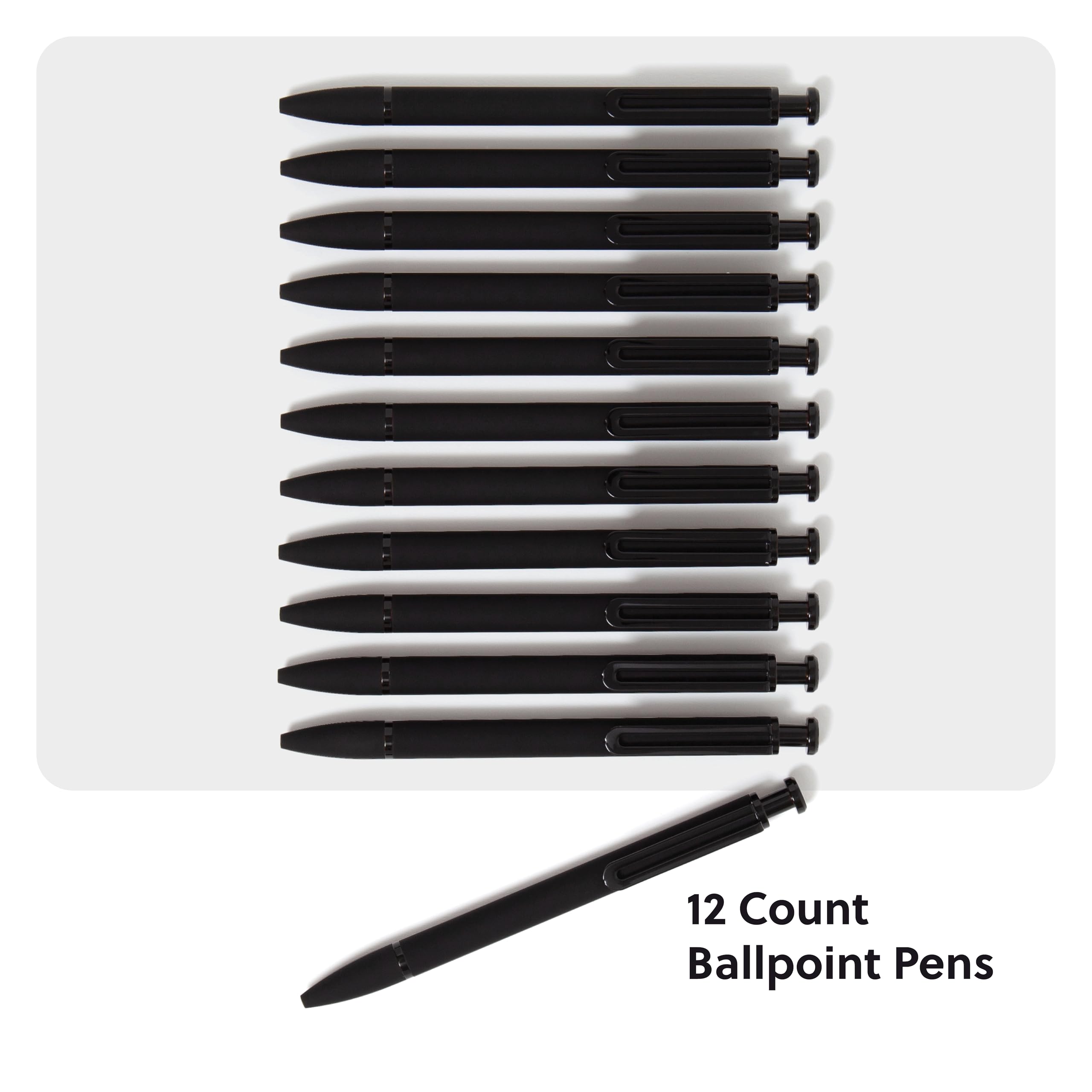 U Brands Monterey Soft Touch Ballpoint Pen Retractable Medium 1 Mm Black Ink Midnight Barrel 12 pack — view 2