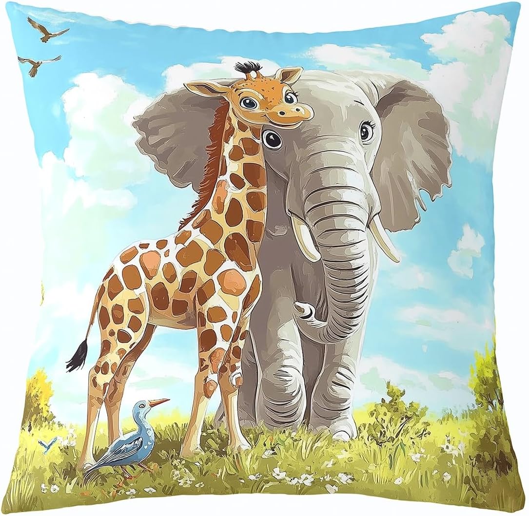 Manfei Hummingbird Throw Pillow Cover Dreamy Blooming Flowers Square Cushion Case Set Romantic Stars Floral Decor Throw Porch Pillows Cases for Couch Sofa Living Room,Soft Pillowcases,24x24 Inches