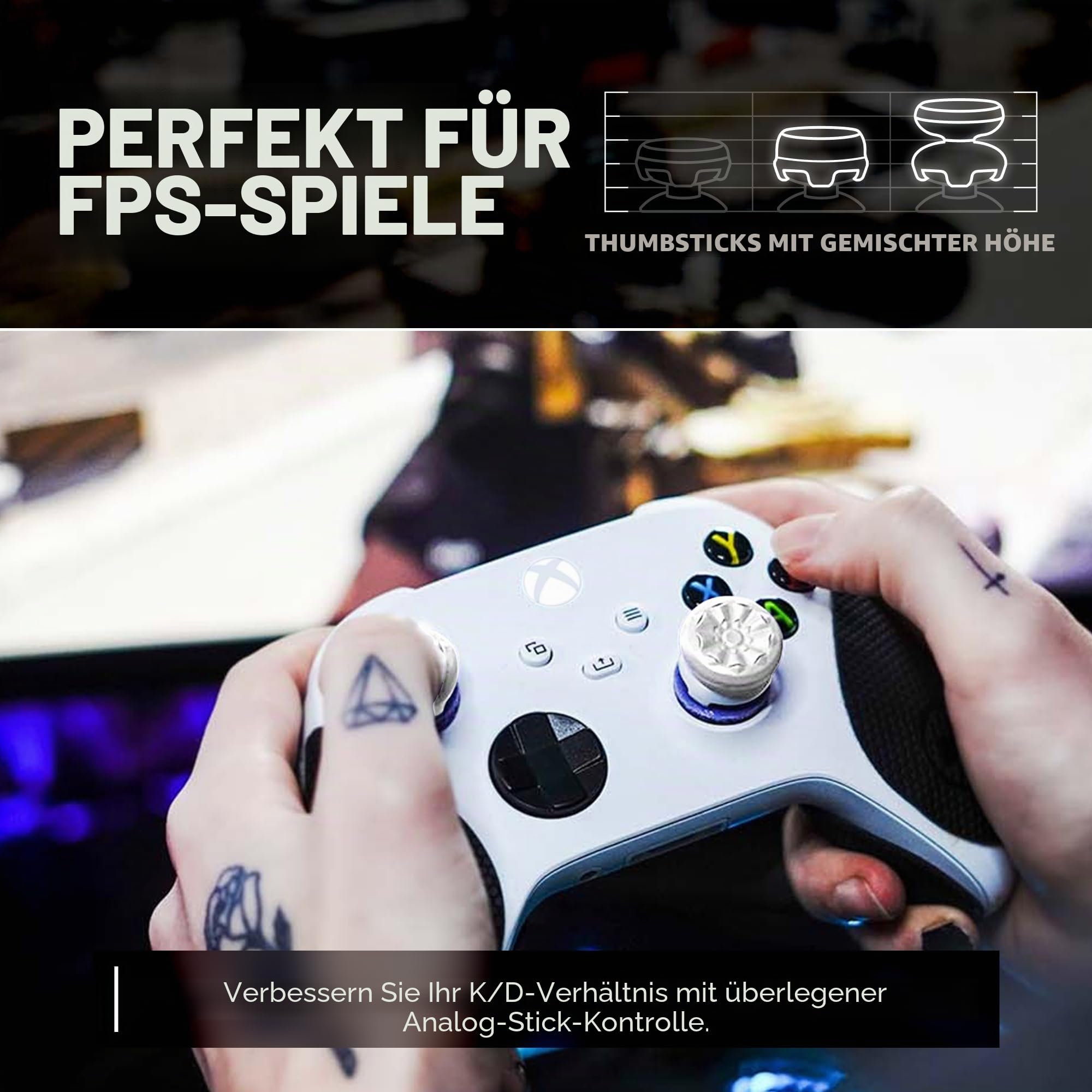 KontrolFreek FPS Freek Galaxy Weiß für Xbox One und Xbox Series X Controller | Performance Thumbsticks | 1 x Hoch, 1 x Mittel | Weiß