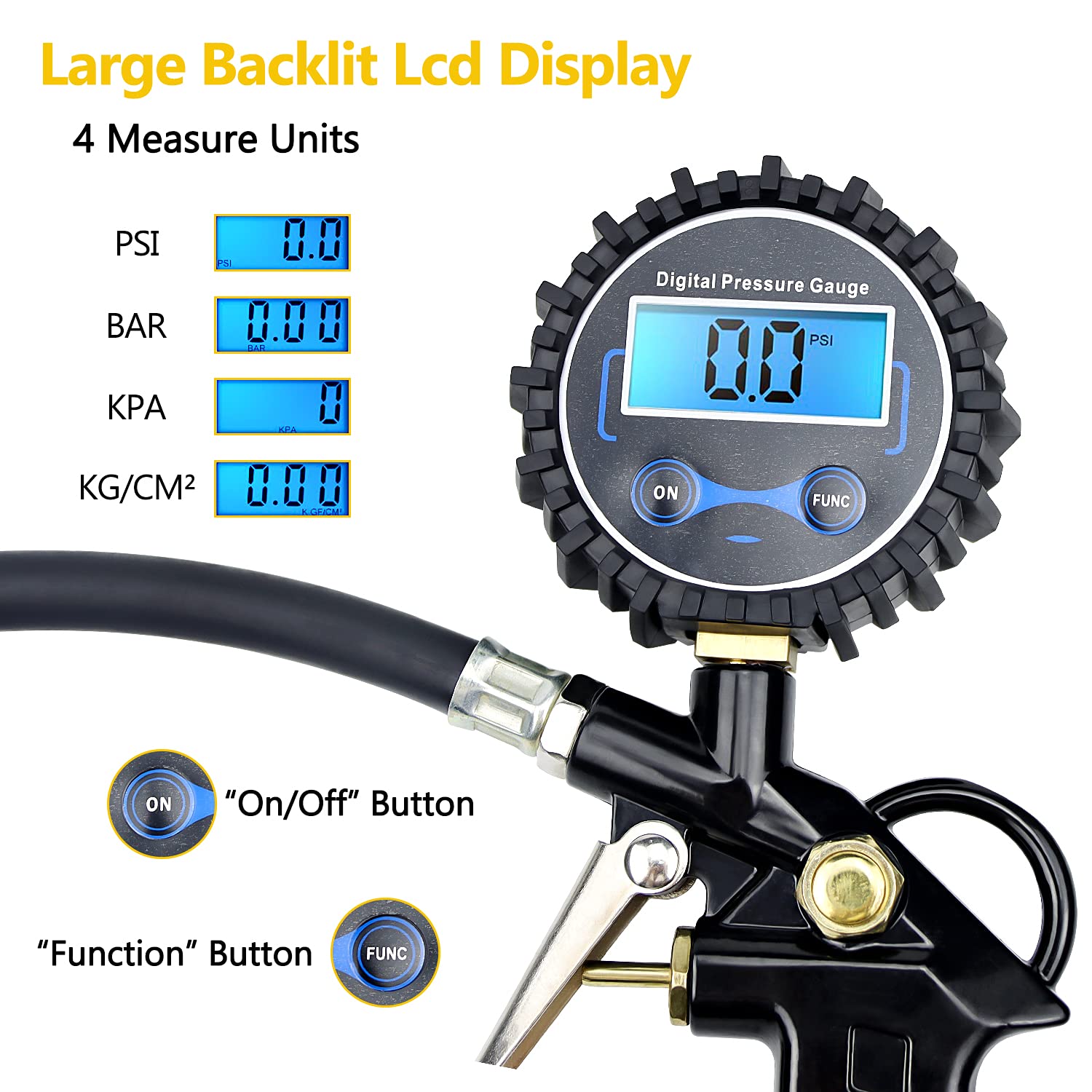 Air Compressor Tire Inflator Attachment Air Hose Tire Inflator XYWZV Heavy Duty Brass Air Chuck With Clip Adapter, Open Flow Straight Tire Chuck , 1/4" FNPT Tyre Chuck For Tire Inflator Pressure - Foto 7