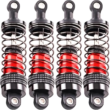 Oil-Fill Shock Absorbers for 1/14 1/16 1/12 RC Cars, 75mm Hydraulic Suspension Kit, DIY Refillable Dampers with Alloy Body, Compatible for MJX, HSP, WLtoys, SCY, FMS, Traxxas Oil Not Included