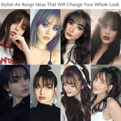 Miniatura 5 de Extensiones de cabello humano con clip, de cara frontal plana, flequillo, flequillo, con sienes, piezas de cabello humano real para mujer