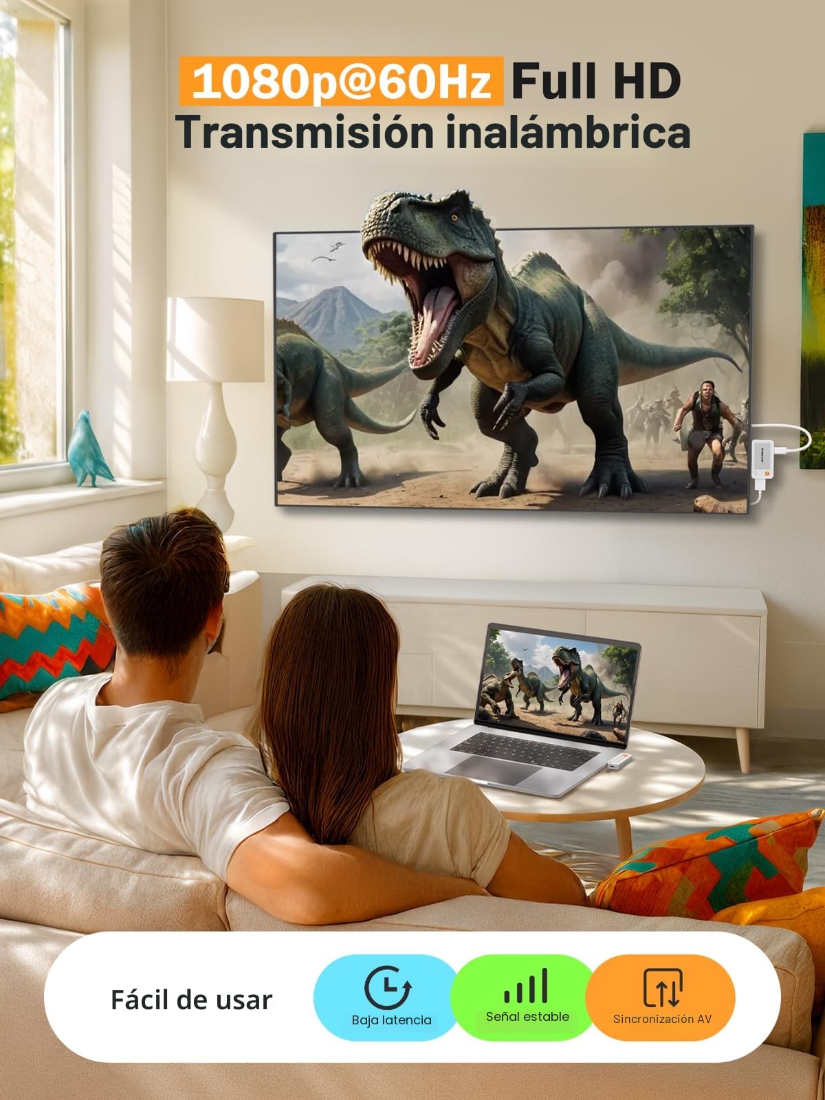 Lemorele Kit HDMI Inalámbrico, TX USB-C + RX HDMI, 50 m, 1080P@60Hz, 5GHz
