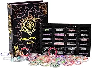 Upgraded Condition Rings 96 PCS Status Effect Markers in 24 Conditions & Spells Magic Book Storage Box Great DM Tool for Dungeons & Dragons, Pathfinder, D&D and RPG Miniatures